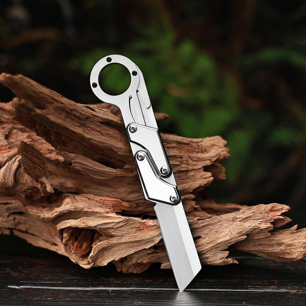 Silvery Stainless Steel Folding Knife, Multi-Functional Pocket Blade with Creative Transformation , Perfect for Outdoor Camping, Daily Tasks, Parcel Opening, Emergency Cutting - Ideal Gift for Men