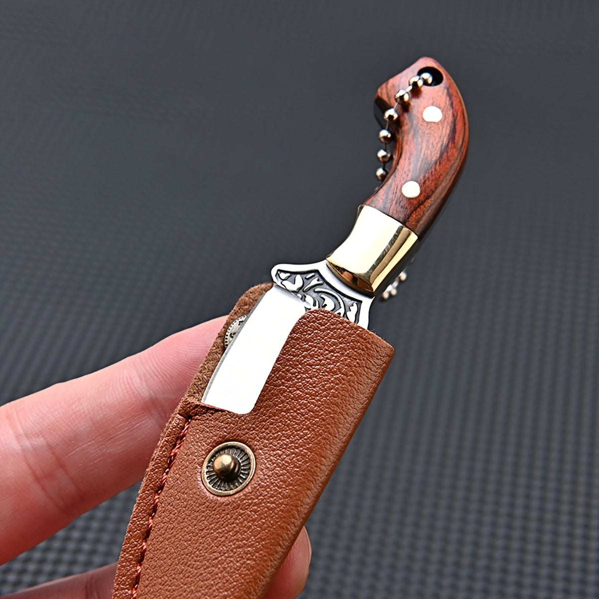 2pcs Compact Mini V-Beveled Edge Stainless Steel Straight-Back Knife - Portable Pocket Knife & Keychain Tool, With Leather Sheath - Ideal For Unboxing, Parcel Opening, & EDC Tasks-Lightweight & Adorable Gifts