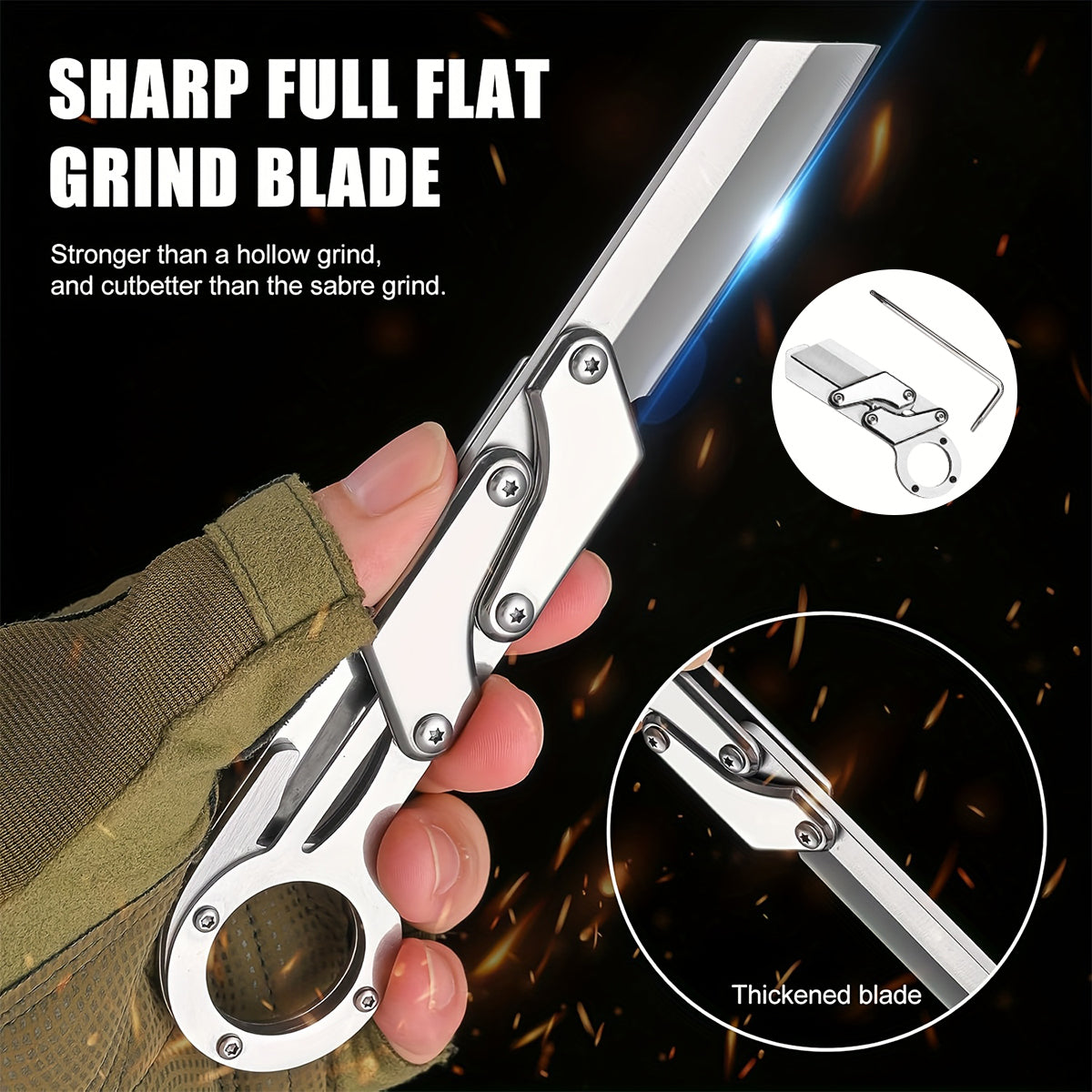 Silvery Stainless Steel Folding Knife, Multi-Functional Pocket Blade with Creative Transformation , Perfect for Outdoor Camping, Daily Tasks, Parcel Opening, Emergency Cutting - Ideal Gift for Men