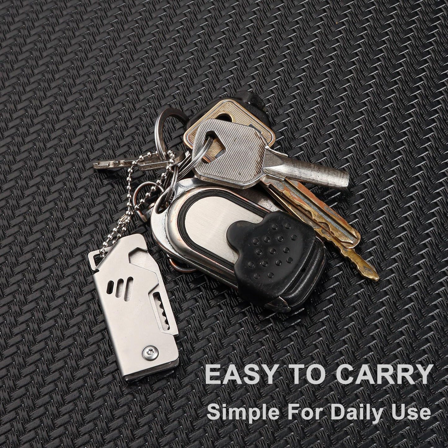 2-Pack Mini Keychain Knife, Small Keychain Knife for Men Women, Folding Pocket Knife, Portable Box Cutter with Bottle Opener