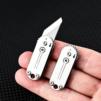 2pcs Men's Compact Outdoor Camping Stainless Steel Mini Folding Knife, Portable Pocket Knife & Keychain Pendant, Unboxing & Parcel Opening Tool, Household Multi-purpose Utility Blade