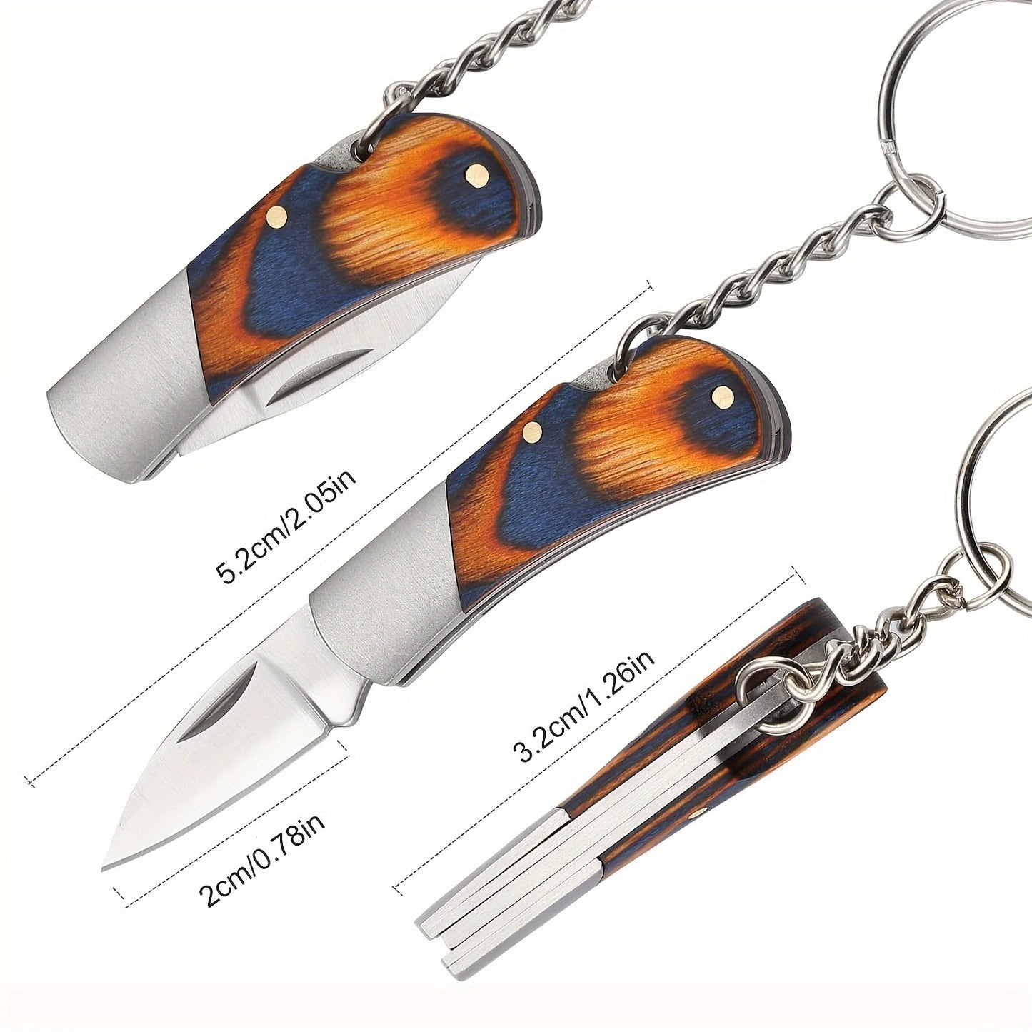 2pcs Mini Stainless Pocket Knife - Compact & Durable - Perfect for Outdoor Adventures & Everyday Use - Pocket folding knife with Keychain Pendant for Precision Cutting -Premium Quality
