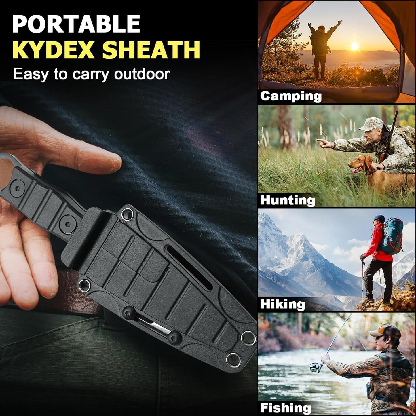Outdoor small straight knife High hardness survival knife camping portable pockets knife multi-function ring knife key chain-gifts for mens