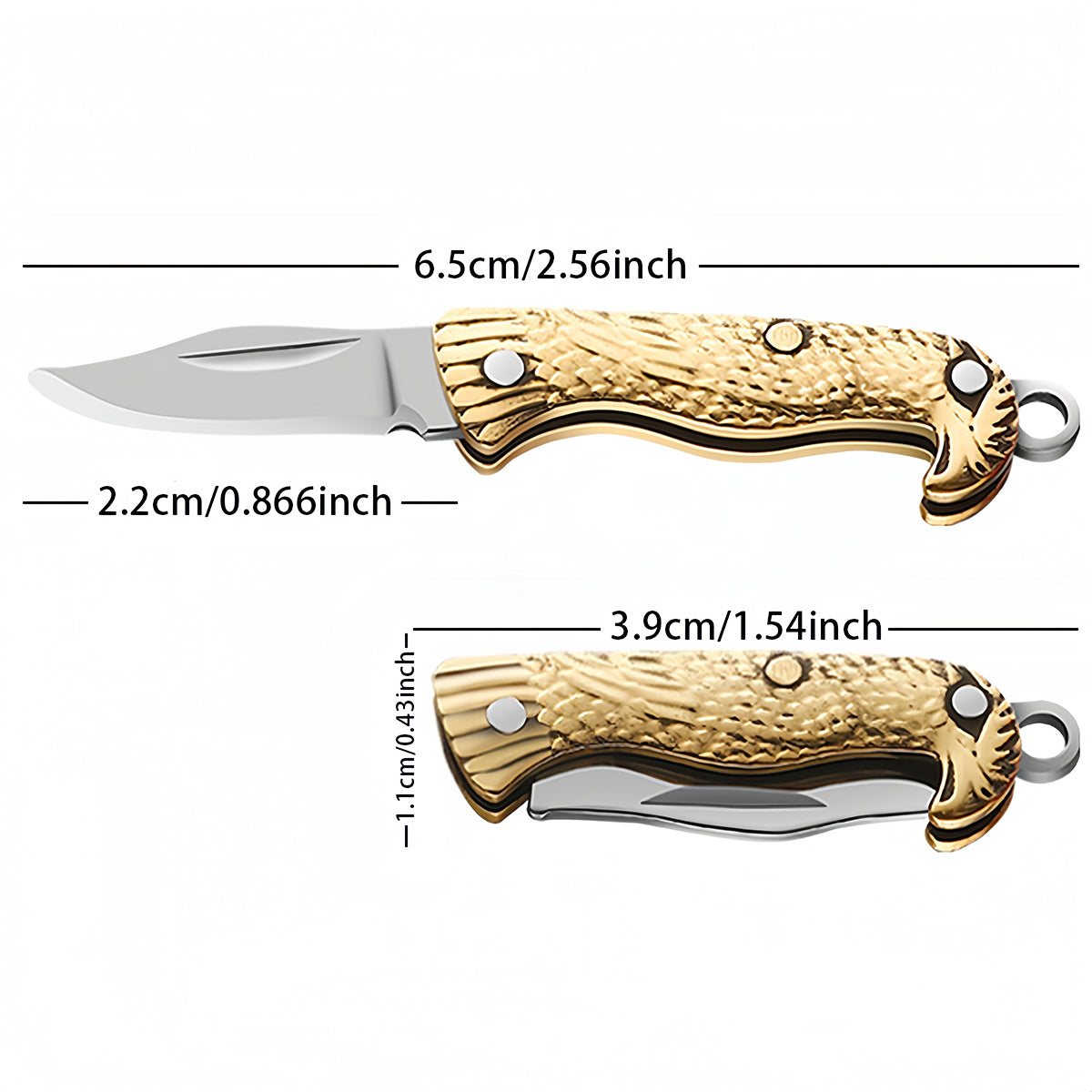 Miniature Gadgets Pocket Knife, EDC Ultra Smallest Multifunction Cutting Blade Tool (Eagle Handle)，Perfect Keychain-for Package Opening, Emergency Cutting, Daily Household Use