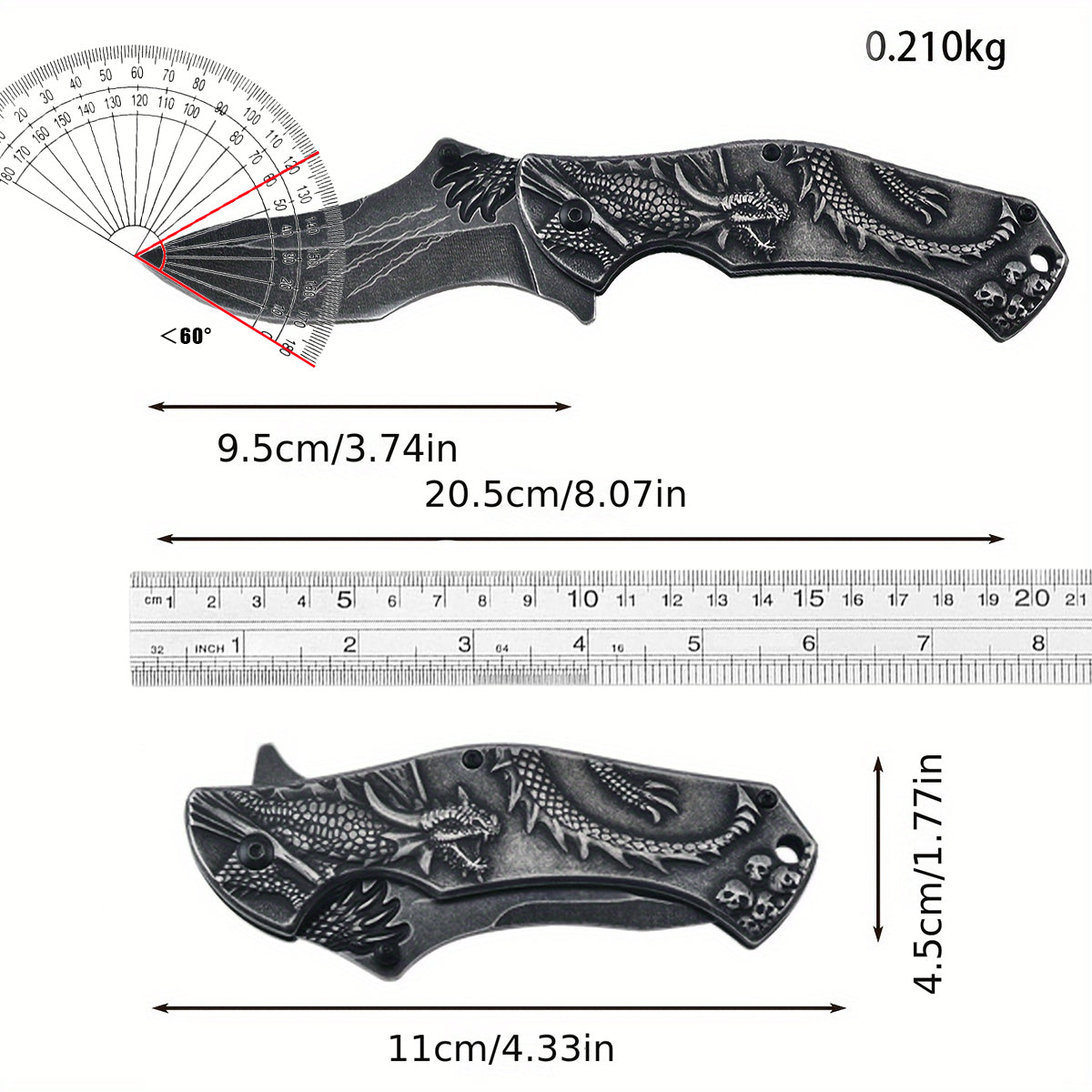 High-Hardness Steel 3D Dragon King collection Foldable Pocket Knife, Stone Wash Finish - Perfect for Outdoor Sports, Camping, Hiking, EDC, Hunting & Fishing - Ideal Men's Gift