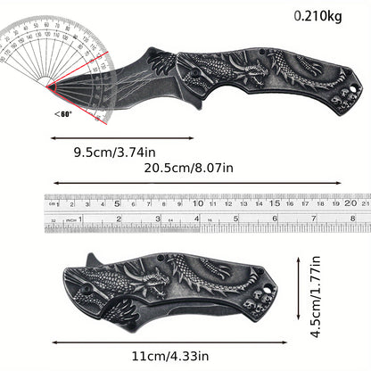 High-Hardness Steel 3D Dragon King collection Foldable Pocket Knife, Stone Wash Finish - Perfect for Outdoor Sports, Camping, Hiking, EDC, Hunting & Fishing - Ideal Men's Gift