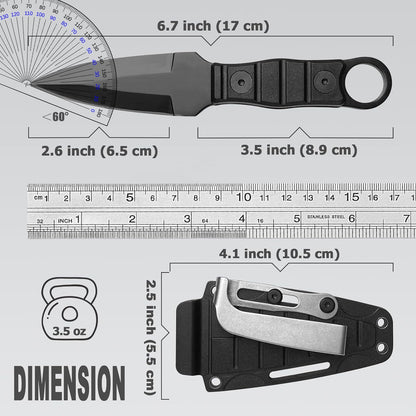 Outdoor small straight knife High hardness survival knife camping portable pockets knife multi-function ring knife key chain-gifts for mens