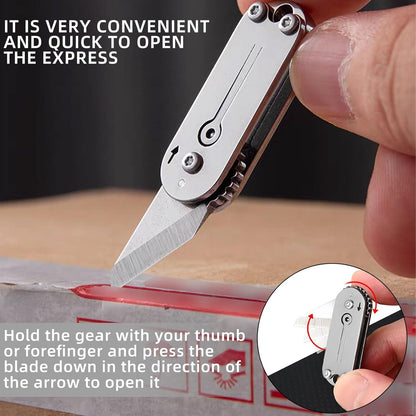 2pcs Men's Compact Outdoor Camping Stainless Steel Mini Folding Knife, Portable Pocket Knife & Keychain Pendant, Unboxing & Parcel Opening Tool, Household Multi-purpose Utility Blade