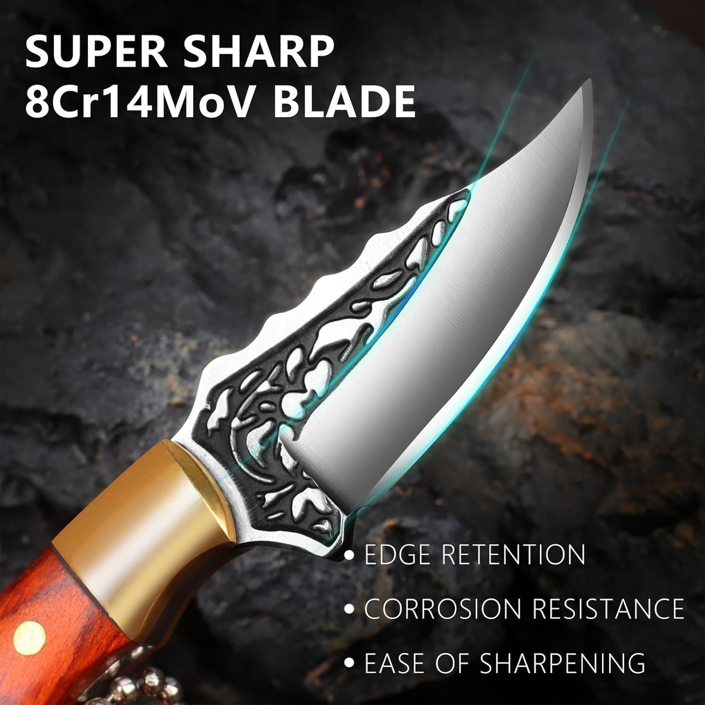 2pcs Compact Mini V-Beveled Edge Stainless Steel Straight-Back Knife - Portable Pocket Knife & Keychain Tool, With Leather Sheath - Ideal For Unboxing, Parcel Opening, & EDC Tasks-Lightweight & Adorable Gifts