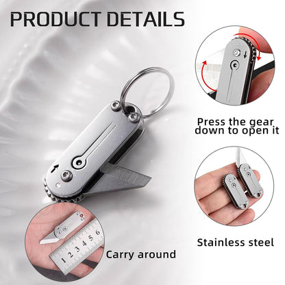2pcs Men's Compact Outdoor Camping Stainless Steel Mini Folding Knife, Portable Pocket Knife & Keychain Pendant, Unboxing & Parcel Opening Tool, Household Multi-purpose Utility Blade