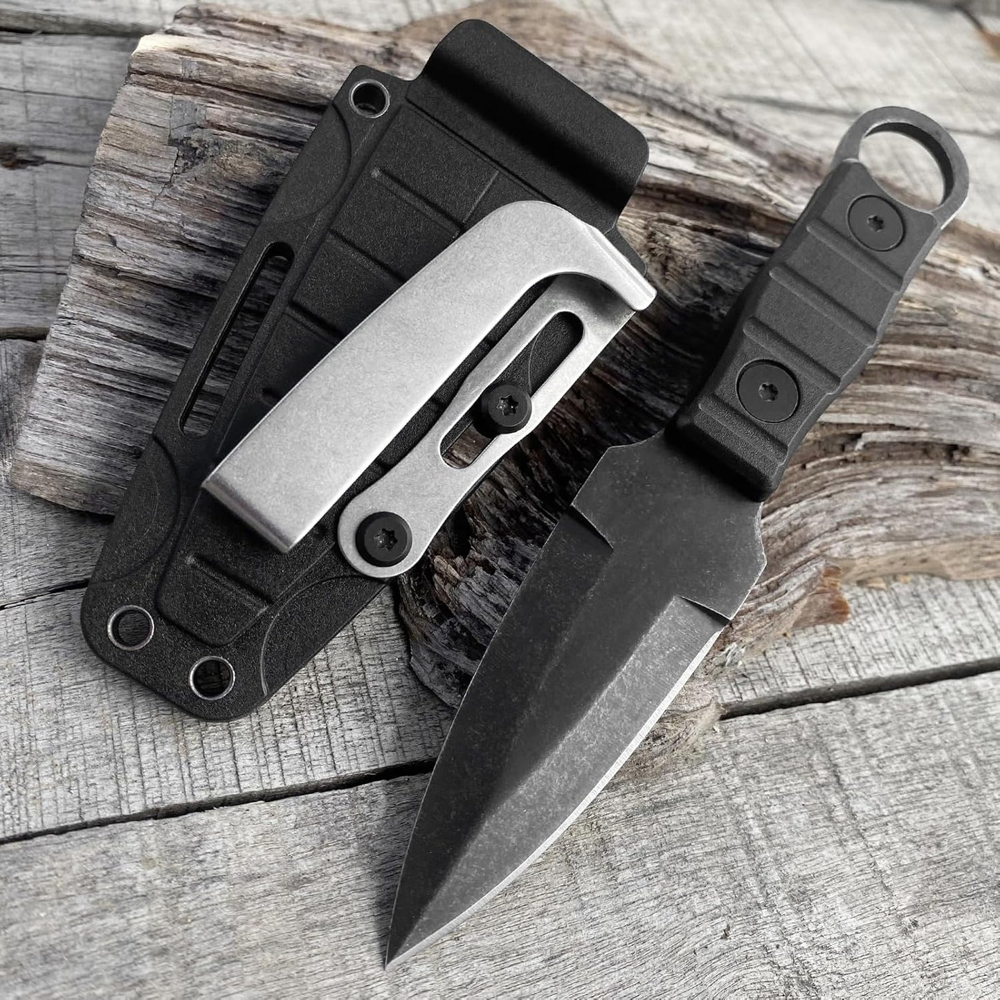 Outdoor small straight knife High hardness survival knife camping portable pockets knife multi-function ring knife key chain-gifts for mens