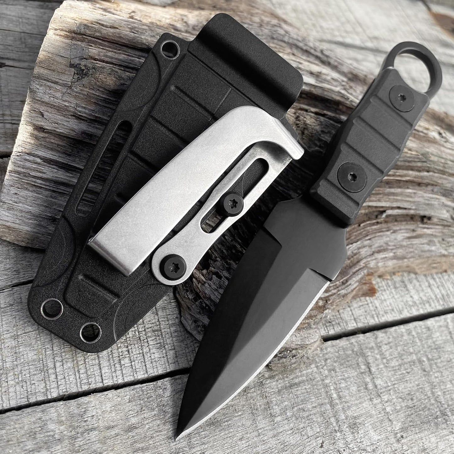 Outdoor small straight knife High hardness survival knife camping portable pockets knife multi-function ring knife key chain-gifts for mens