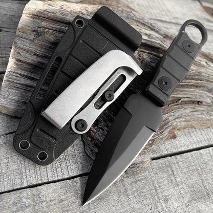 Outdoor small straight knife High hardness survival knife camping portable pockets knife multi-function ring knife key chain-gifts for mens