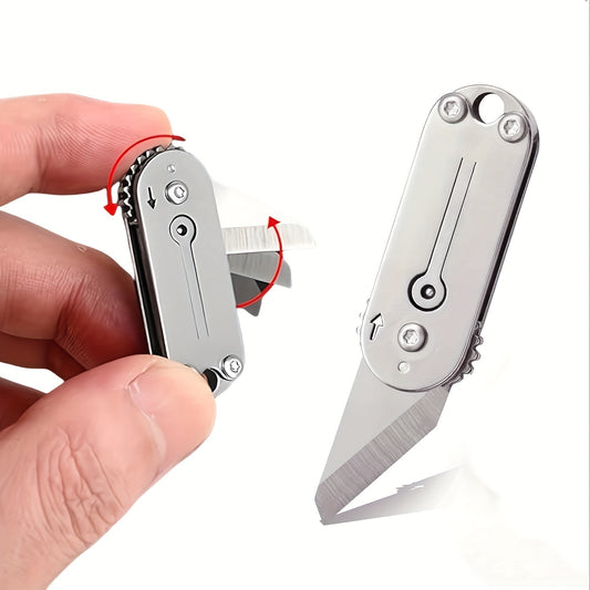 2pcs Men's Compact Outdoor Camping Stainless Steel Mini Folding Knife, Portable Pocket Knife & Keychain Pendant, Unboxing & Parcel Opening Tool, Household Multi-purpose Utility Blade