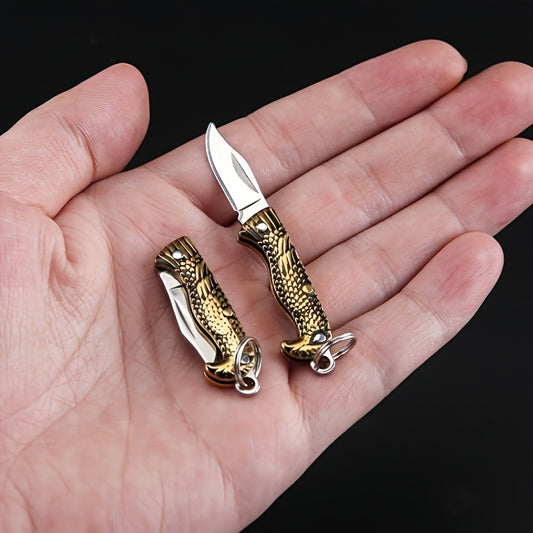 Miniature Gadgets Pocket Knife, EDC Ultra Smallest Multifunction Cutting Blade Tool (Eagle Handle)，Perfect Keychain-for Package Opening, Emergency Cutting, Daily Household Use