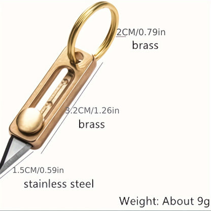 2pcs Mini Brass Pocket Multi-Tool Knife Set, Portable Utility & Craft Blade, Perfect for Keychain/Bag Charm/Pendant, Ideal for Outdoor Camping, Party Gifts, Parcel Opening, Emergency Cutting & EDC Tasks