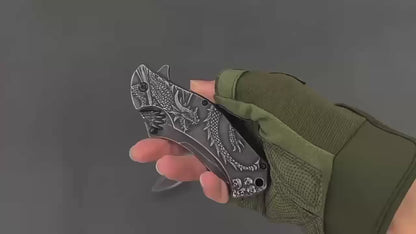 High-Hardness Steel 3D Dragon King collection Foldable Pocket Knife, Stone Wash Finish - Perfect for Outdoor Sports, Camping, Hiking, EDC, Hunting & Fishing - Ideal Men's Gift